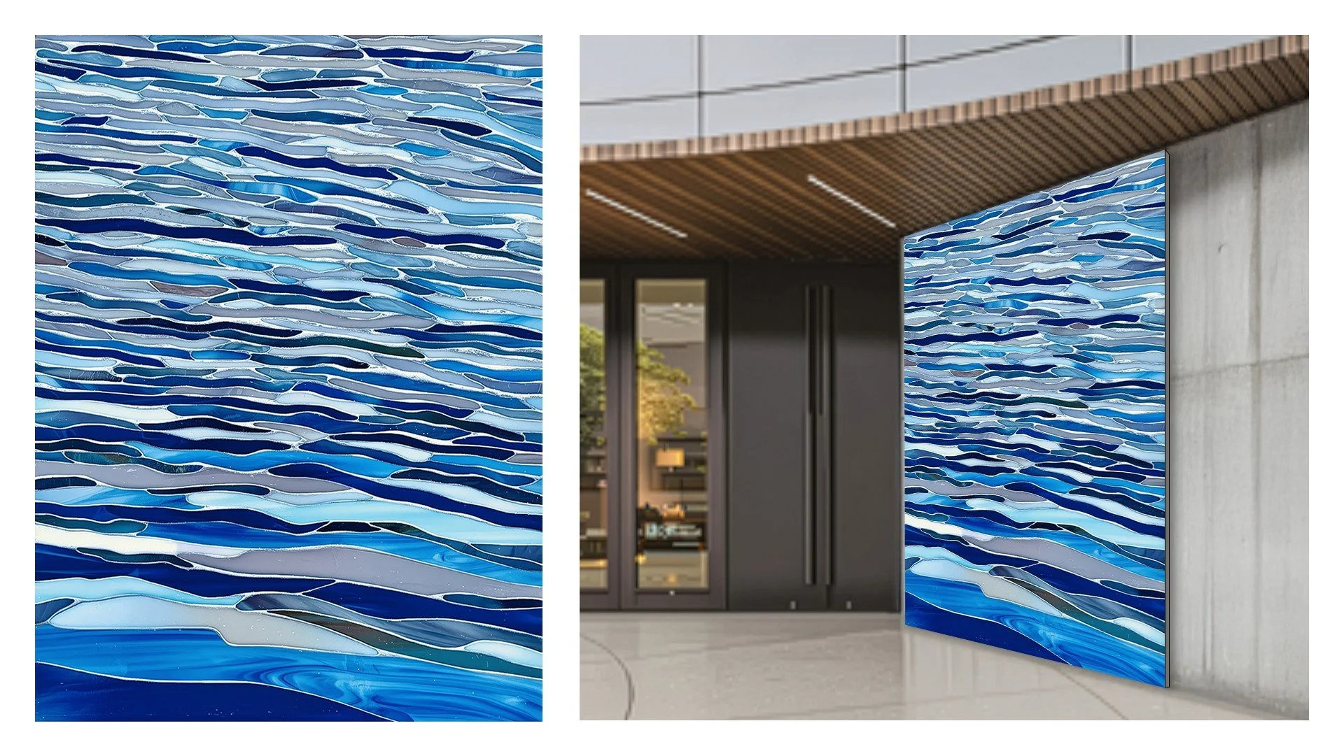 Ebb and Flow mosaic as an exterior installation digital mock-up