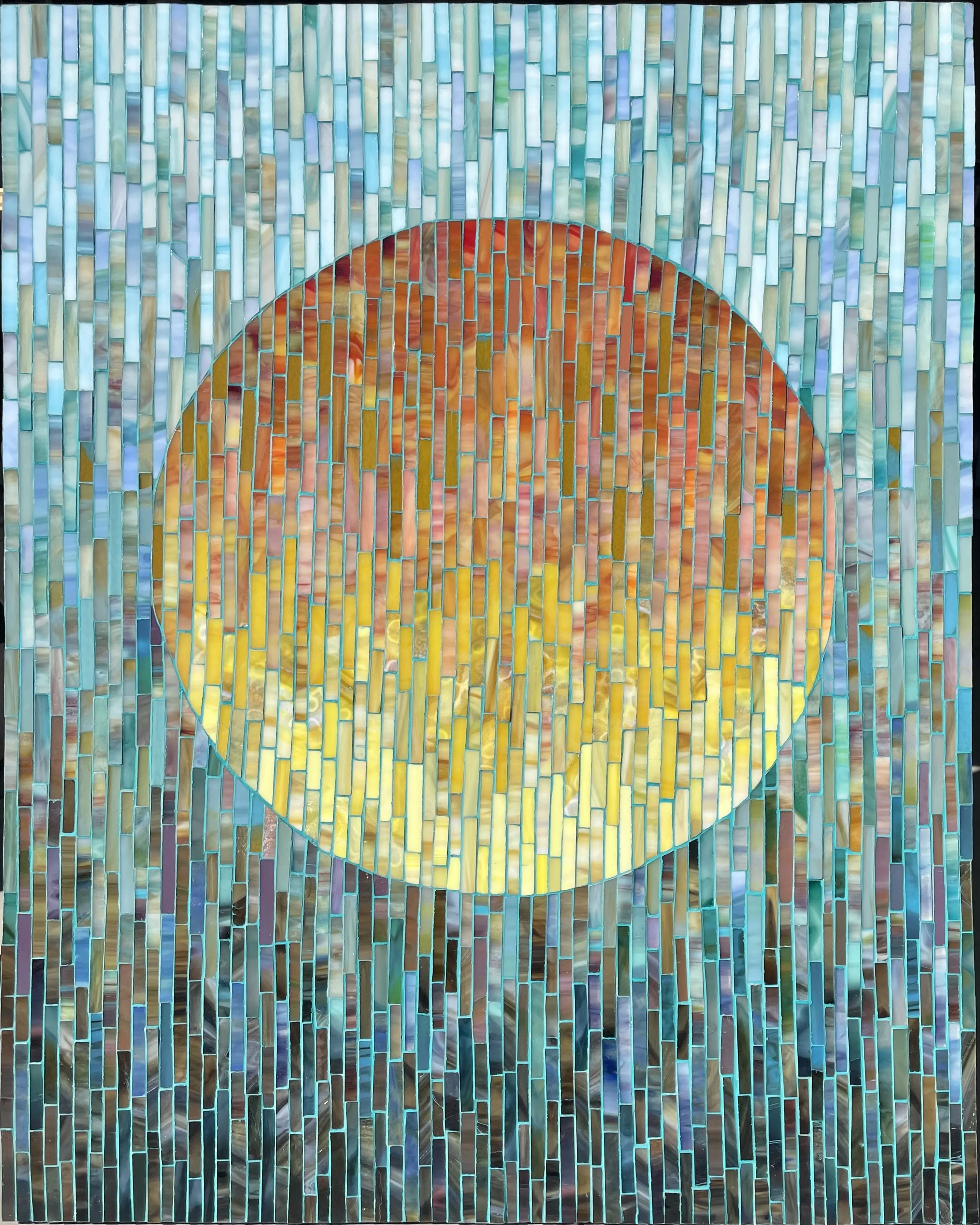 Arise, 36" x 29" x 2", stained glass on panel