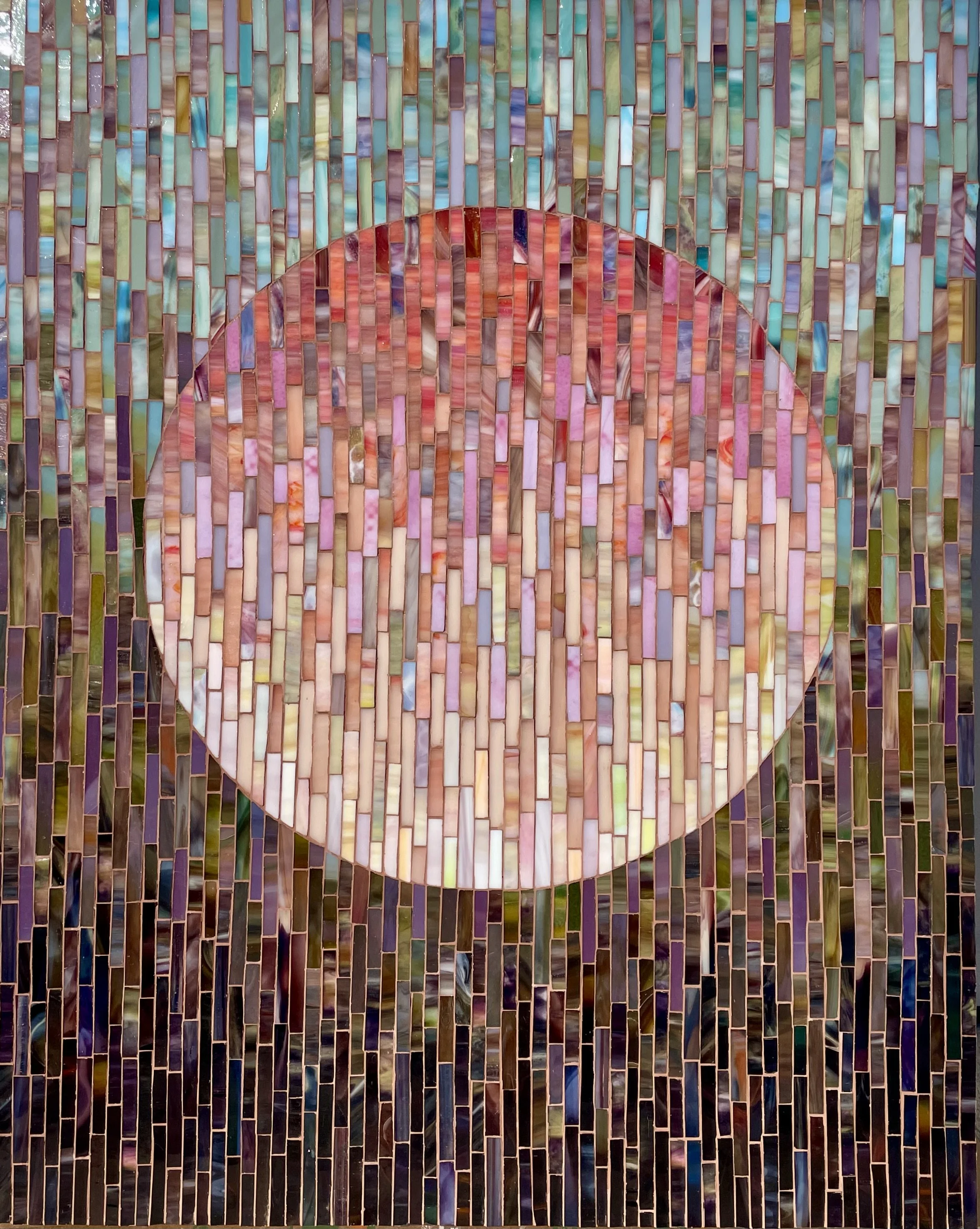 Harvest Moon, 36" 29" x2", stained glass mosaic on panel