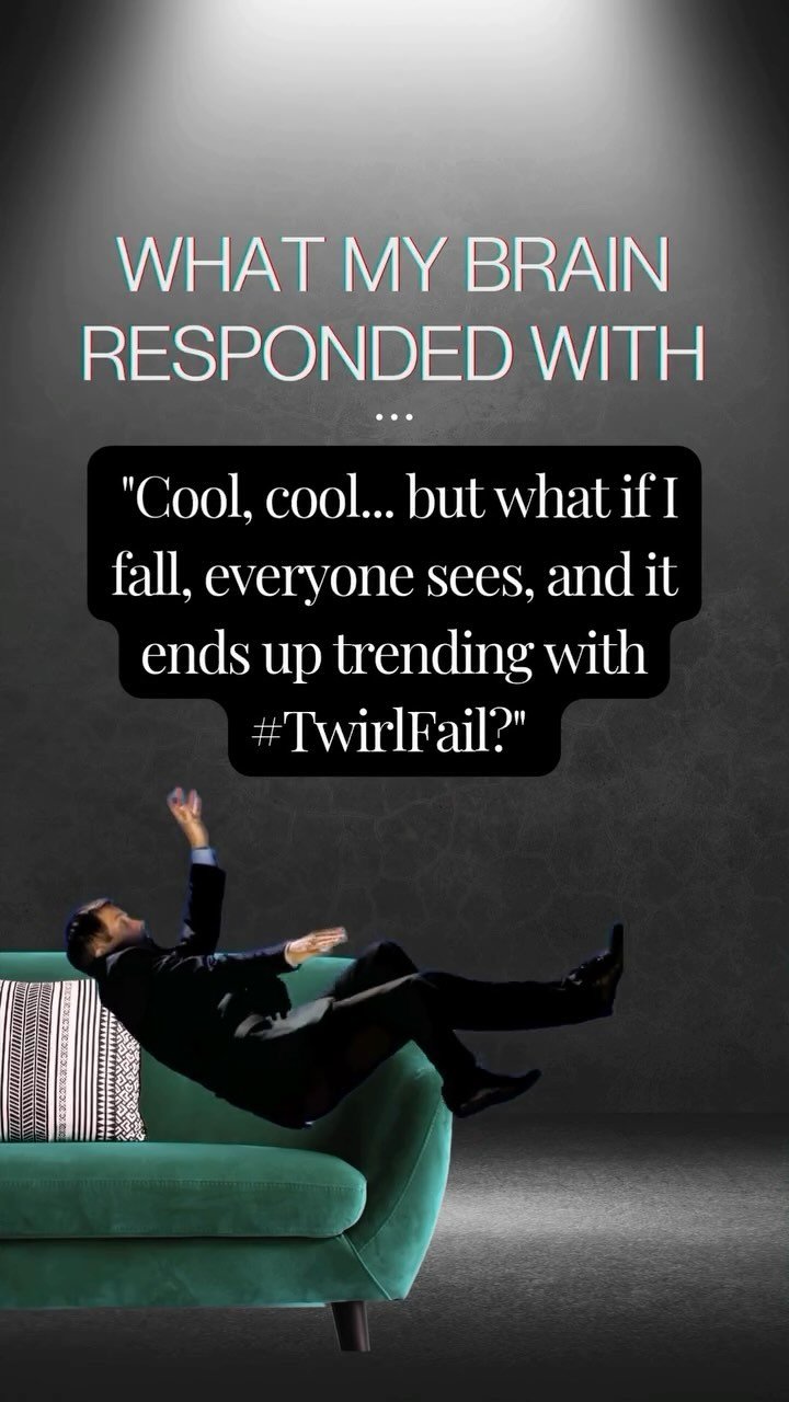 THERAPIST VS. MY BRAIN— SHOWDOWN!
Therapist: “Confidence is the freedom to twirl through life, knowing you’ll land on your feet.”
My brain: “Cool, cool... but what if I fall, everyone sees, and it ends up trending wit