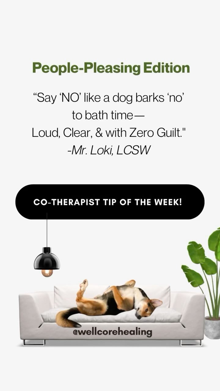 Hi, it’s me—your favorite co-therapist, Mr. Loki 🐾
Let’s talk about people-pleasing. You humans are always saying ‘yes’ to things you don’t even want to do. You know what I say? ‘Nope, not today.’
✨