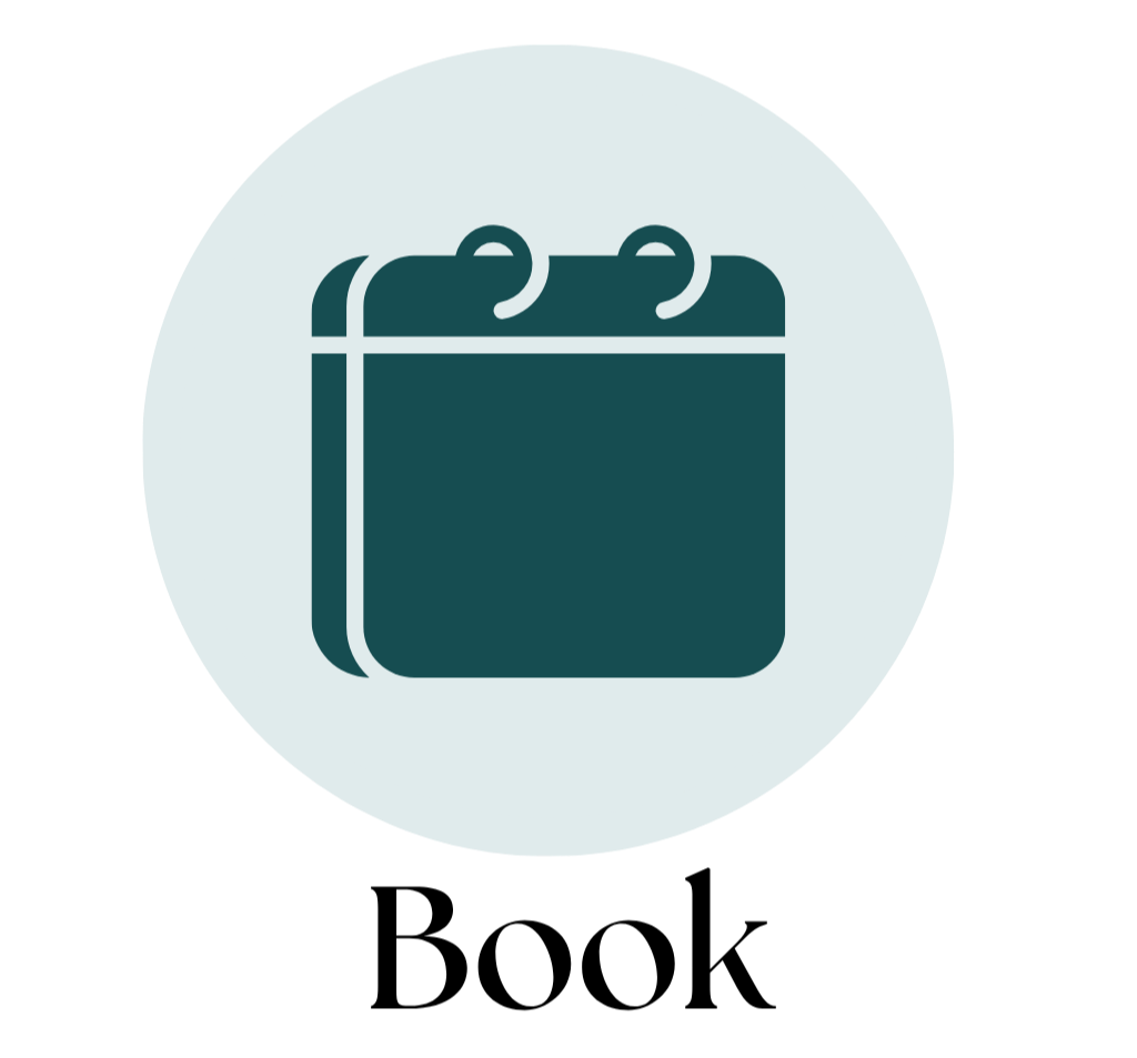 Calendar Icon with word "Book" for Anxiety Therapy