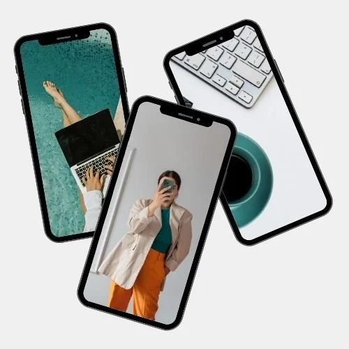 Smartphone screens representing online therapy and virtual support