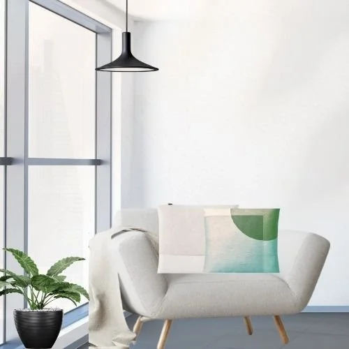 White modern loveseat in therapy office for imposter syndrome.