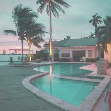 Florida resort pool with palm trees