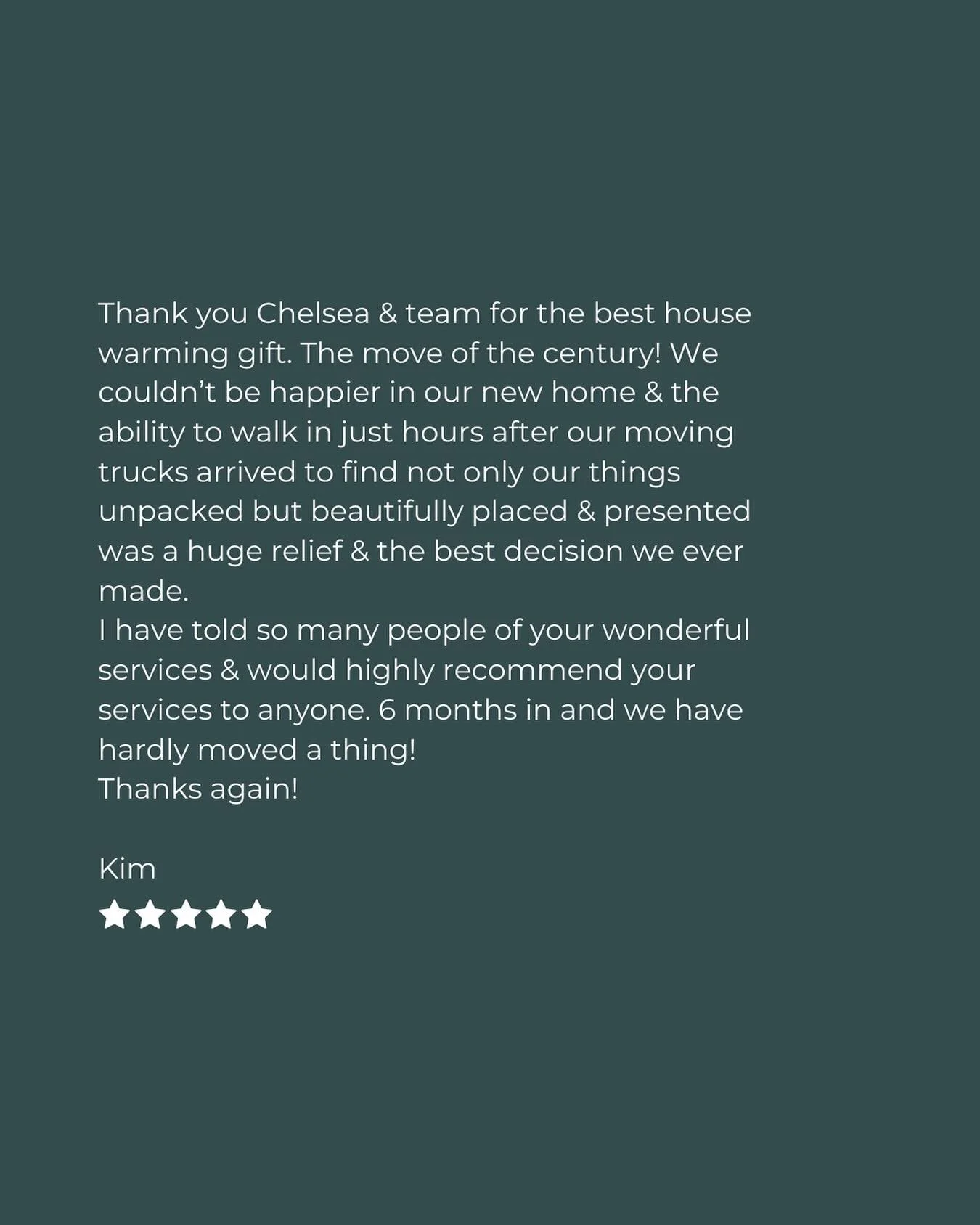 &ldquo;The move of the century&rdquo;  Real words from a real client who experienced our end-to-end moving magic 💫