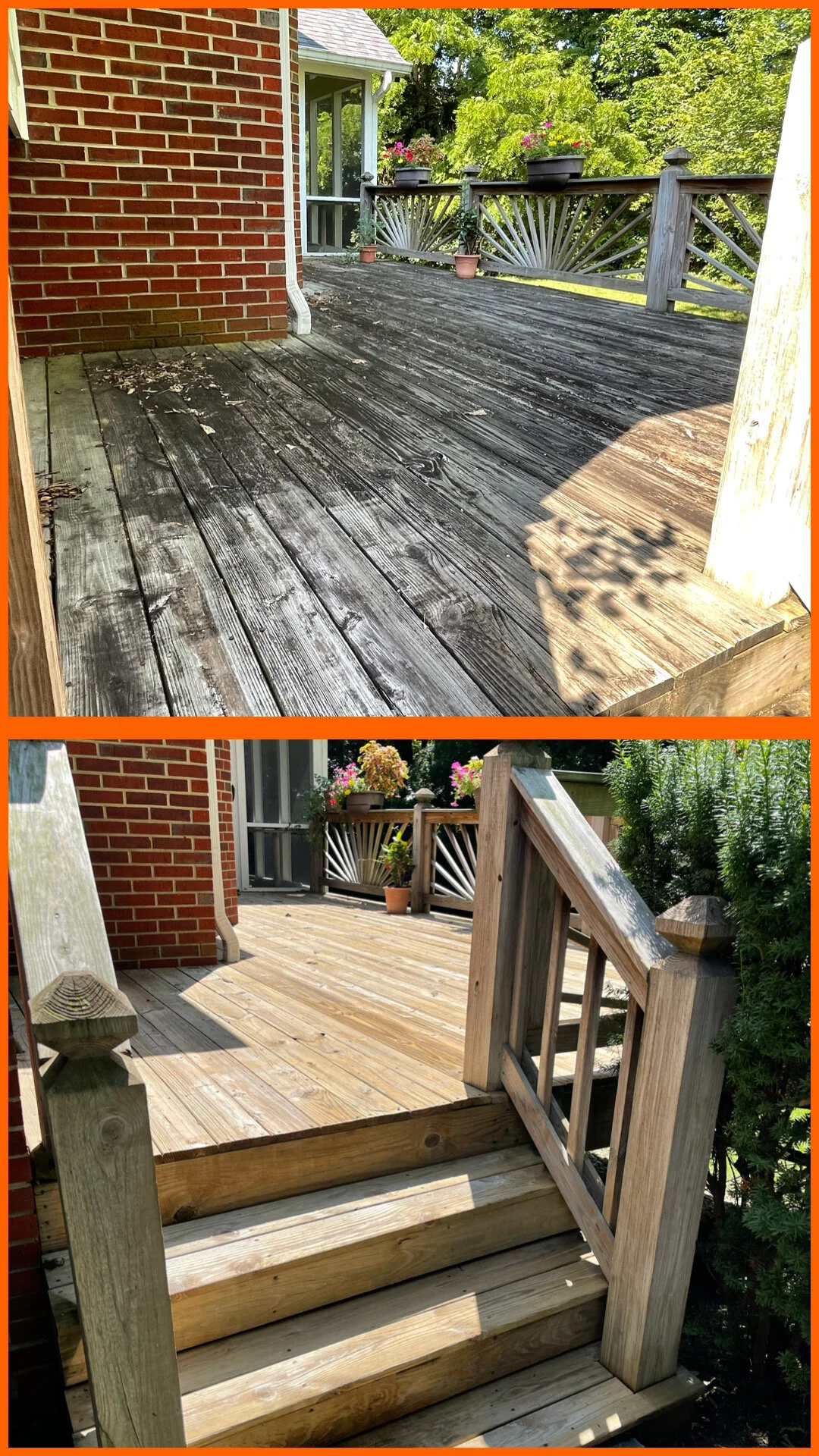 Pressure washing before and after