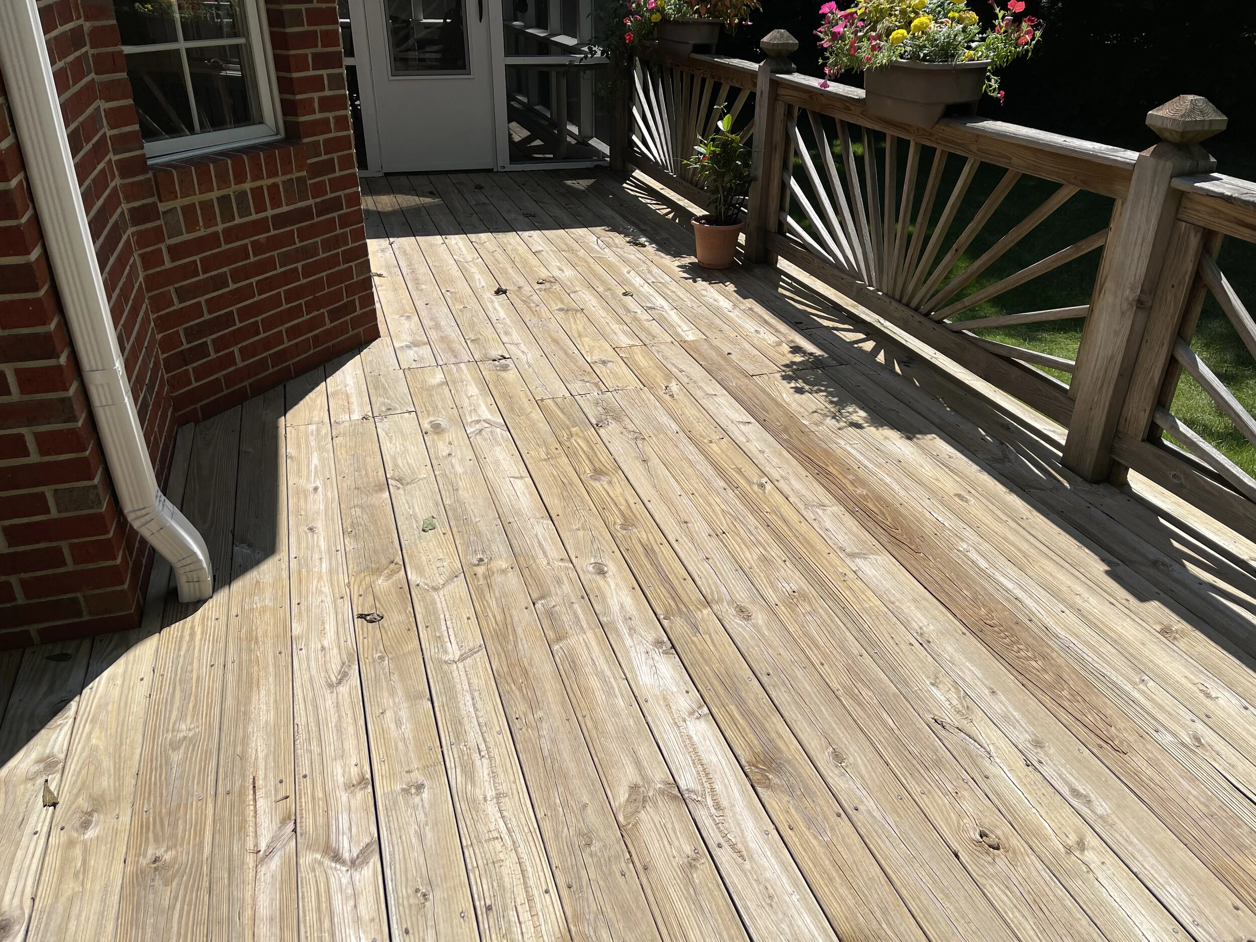 Pressure washed deck