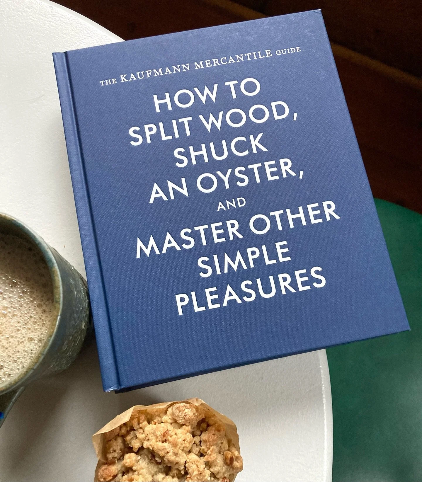 For the world weary, a delightful and elegant book about the details: how to season your cast iron, care for silver, gut a fish, shuck an oyster and hem your pants.  Paired on this breezy gray day with a bourbon pecan muffin and a lavender latte.  Th