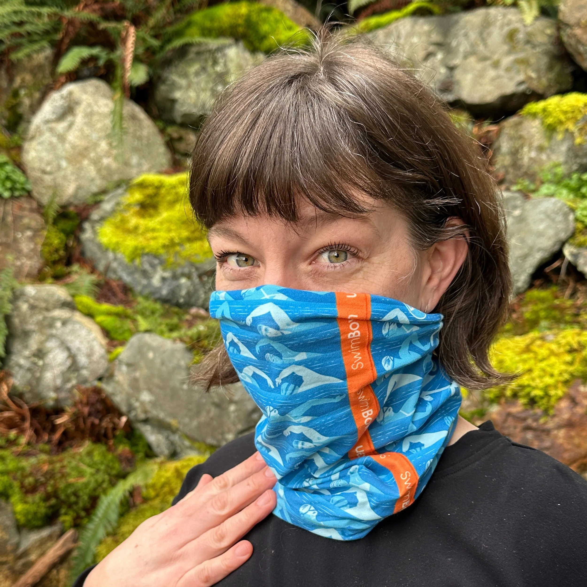 SwimBowen branded BUFF neckwear.