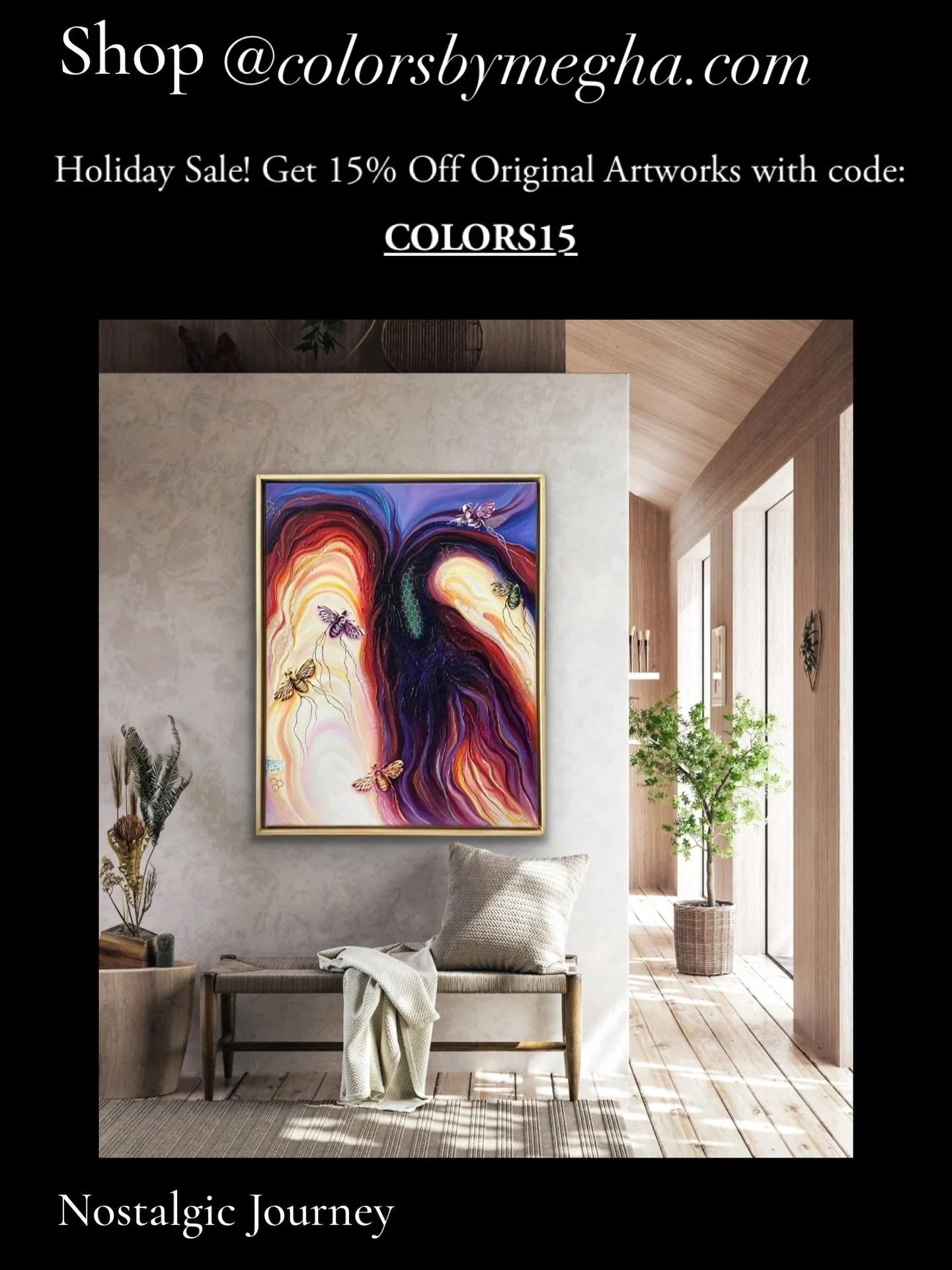 Limited time Holiday sale on my website @colorsbymegha.com

Get 15% off on all original paintings with code COLORS15 with free shipping.

So visit my shop and find your favorite art piece.&hearts;️

#holidaysales #holidayshop #artshop #artshopping #f