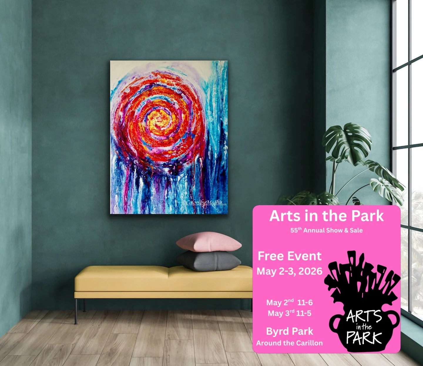 Save the date for the oldest art event of Richmond, VA. You will find all varieties of art in one place.

I am showcasing at my same usual booth but this time the booth no. has changed, instead of 99, now it&rsquo;s 321.

So visit me @colorsbymegha -