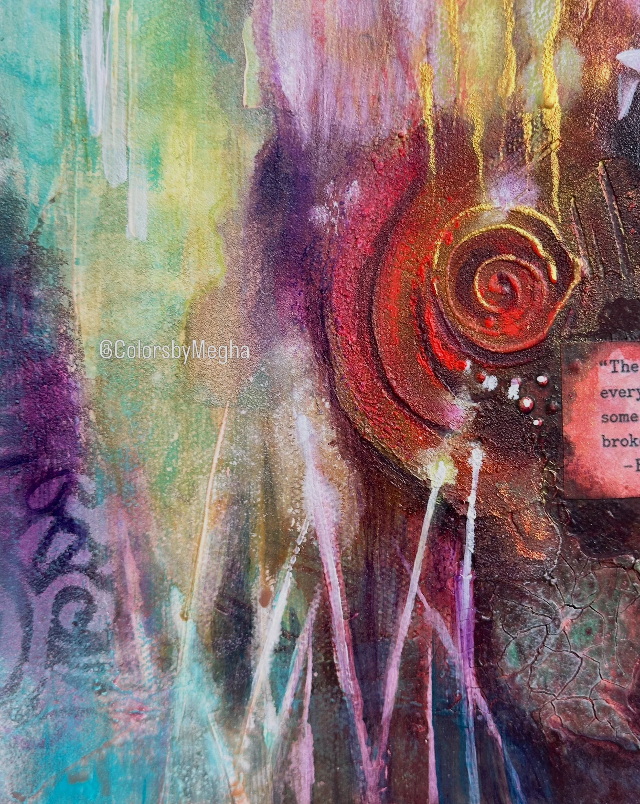 Working on this small size colorful abstract painting. Love the way colors are blending and creating an atmospheric effect with all the elements and marks..&hearts;️

#abstractartwork #abstractartist #contemporary #colorfulabstractart #finearts