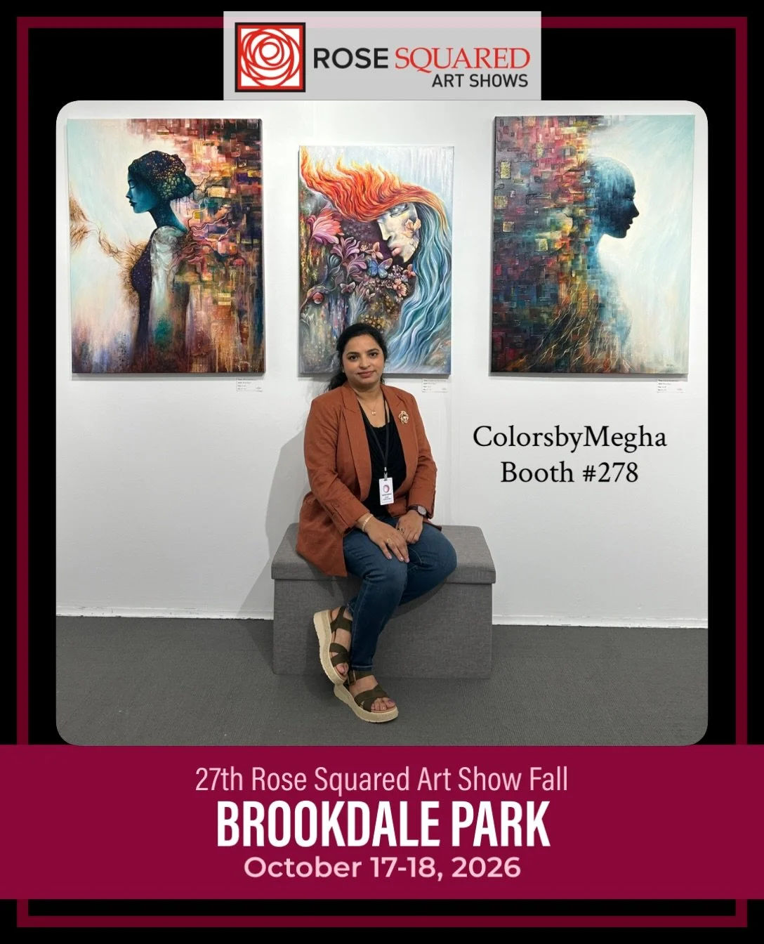 After an incredible experience in Chicago Art Fair, its time to meet my New Jersey patrons&hellip;☺️

I am coming to Brookdale park again so come visit me at booth #278- my same spot since last 3 yrs. 😬

@rosesquared @colorsbymegha 
#artcollectors #
