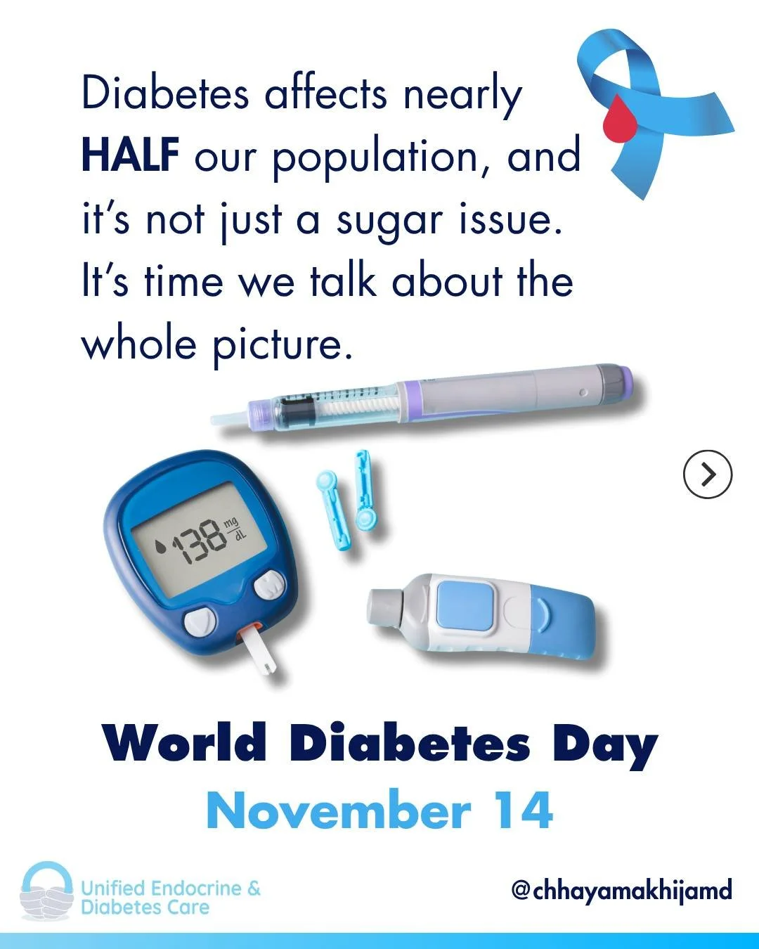 Diabetes affects nearly HALF our population, and it&rsquo;s not just a &ldquo;sugar&rdquo; issue.
This World Diabetes Day (November 14) reminds us that metabolic health, hormones, lifestyle and early detection all matter.

📊 1 in 3 U.S. adults has p