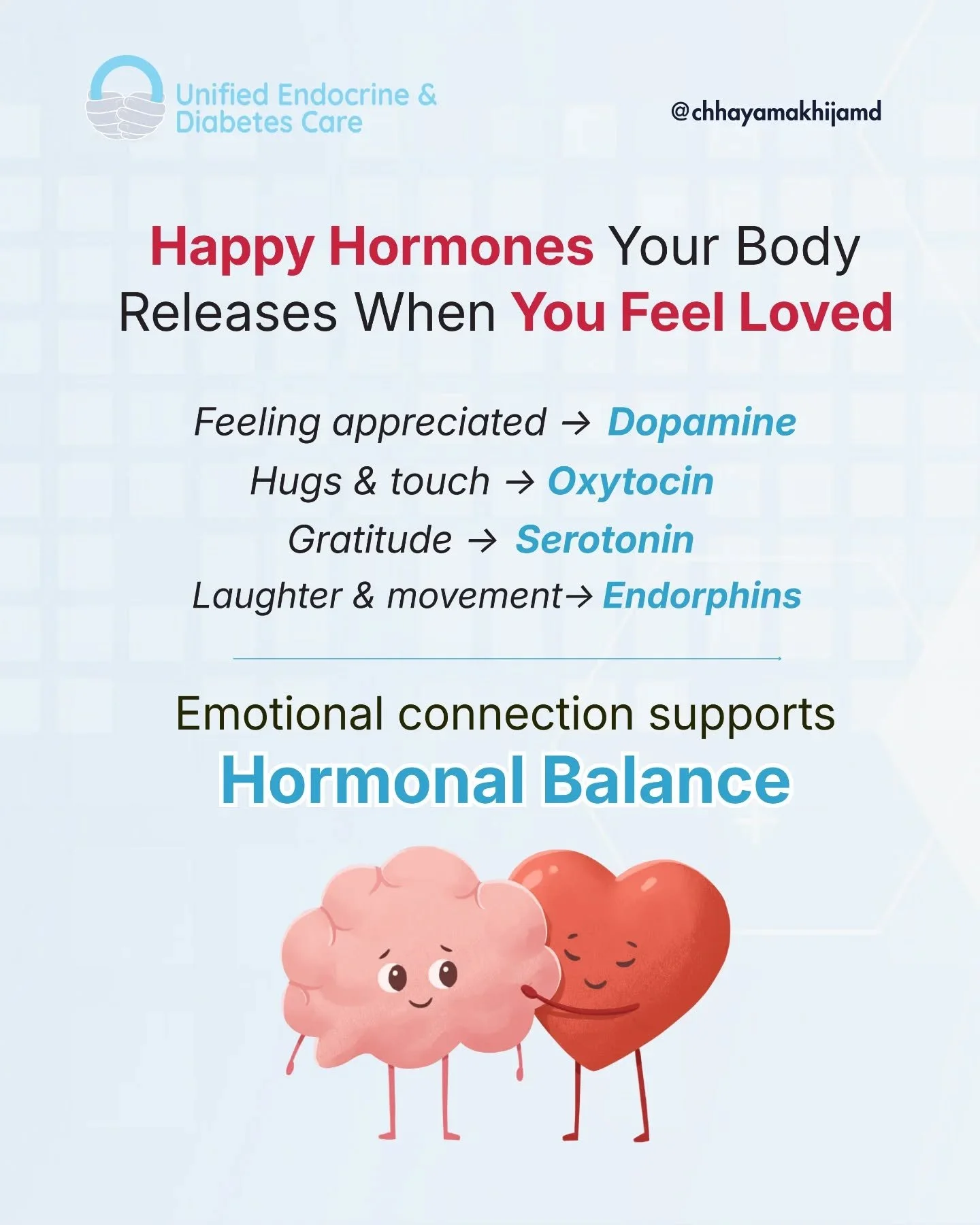 We are wired for connection.

Our brains and hormones respond when we feel seen, supported, and valued.

That might come from a friend.
A family member.
A patient.
A colleague.
A community.

Appreciation, gratitude, laughter, kindness &mdash; they al