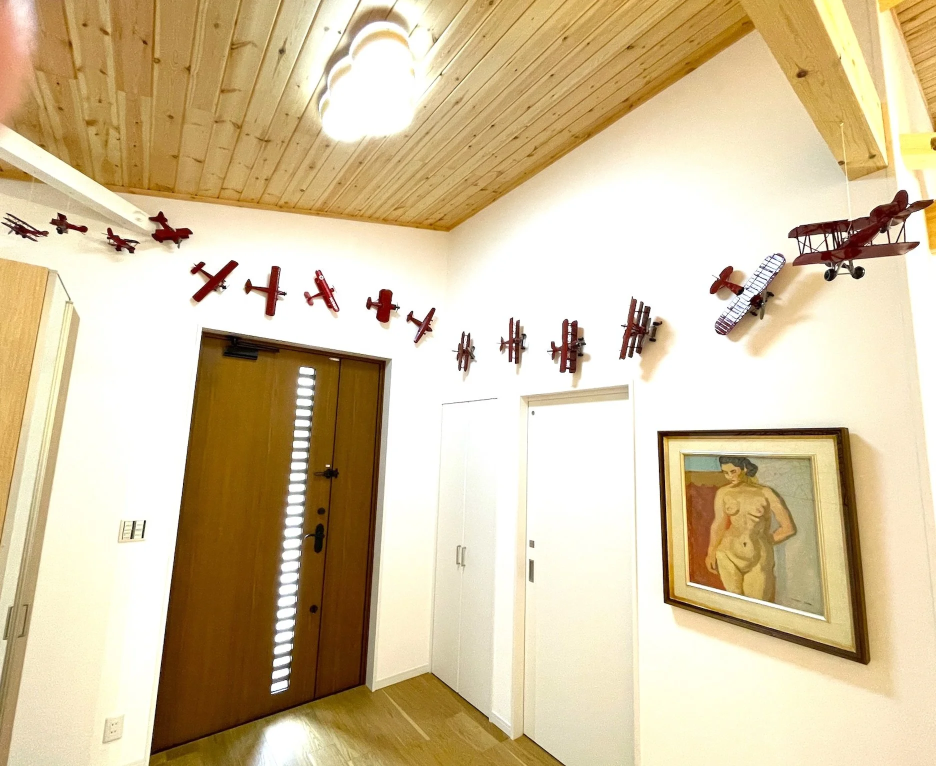 American Toy Biplane collections & an oil paint by Hisako Saito（Japanese 1914-1973)　Naked Woman
