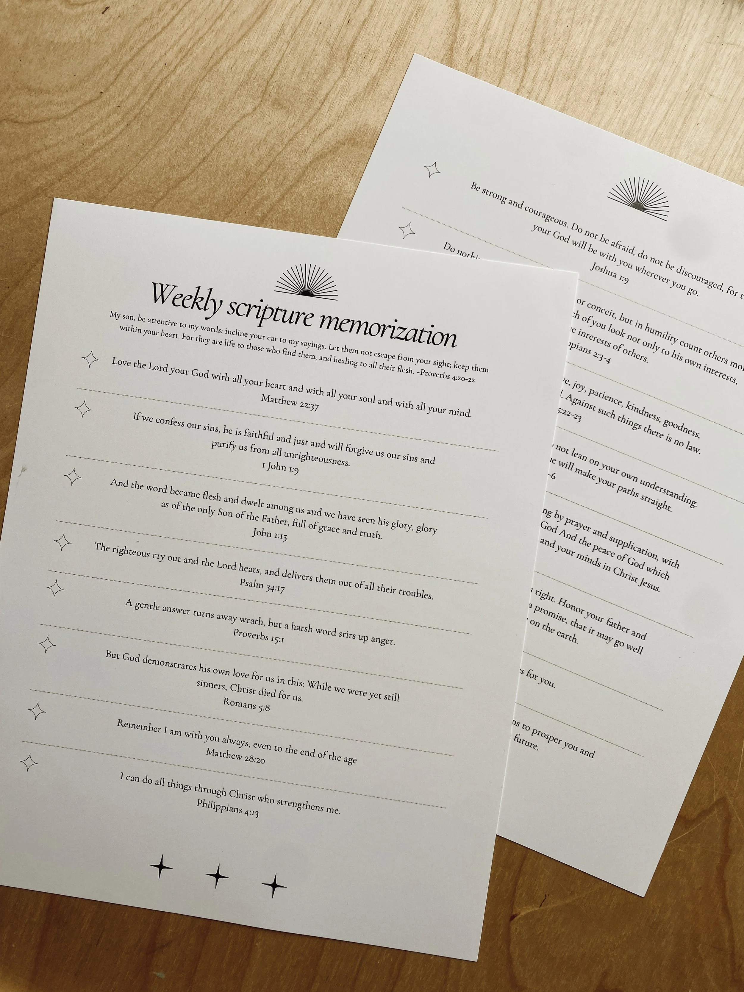 Weekly scripture memorization - FREE PRINTABLE