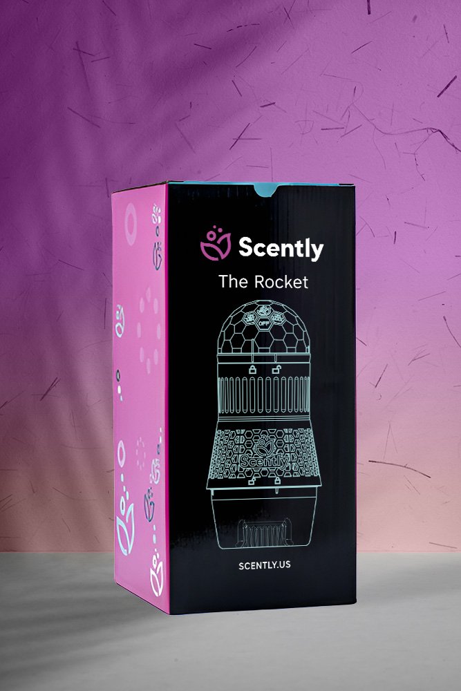 Three quarter view of the product package design.