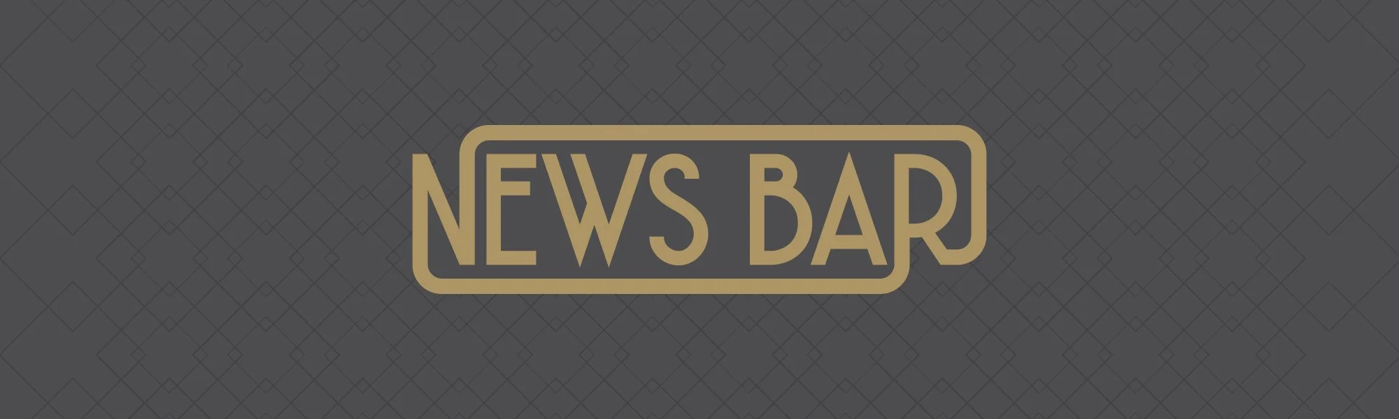 News Bar logo in gold color on a charcoal gray background.