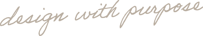 Text that reads 'design with purpose' in cursive script.