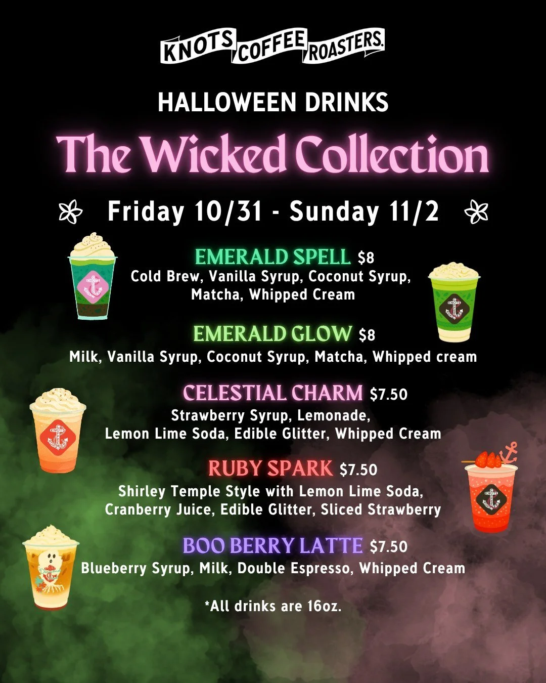 Something wicked is brewing… 🧙‍♀️💚 The Wicked Collection lands Friday 10/31 – Sunday 11/2 🖤
Knots Coffee Roasters. Waikiki
Open daily 6:00AM - 4:00PM
Happy Hour 2:00PM - 4:00PM
@queenkapiolanihotel Waikiki, Hawaii