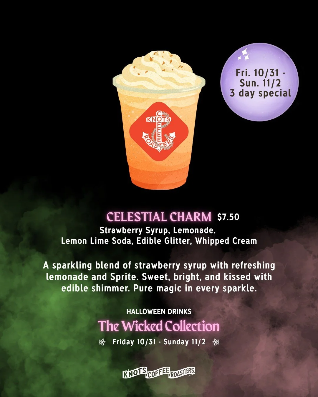 🍓A sparkling blend of strawberry syrup with refreshing lemonade and Sprite. Sweet, bright, and kissed with edible shimmer. Pure magic in every sparkle.

Knots Coffee Roasters. Waikiki
Open daily 6:00AM - 4:00PM
Happy Hour 2:00PM - 4:00PM
@queenkapio