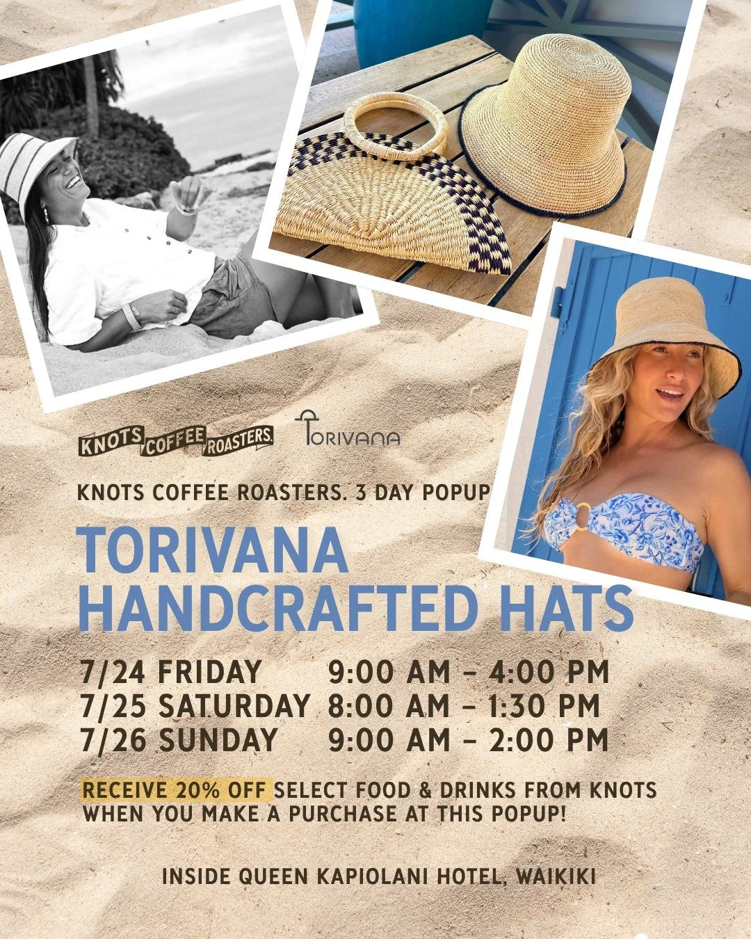 We're welcoming Torivana @torivana_shop for a 3 day popup starting Friday! Come see a curated selection of handcrafted Panama hats and limited-edition pieces perfect for your island lifestyle, travels, and timeless style.