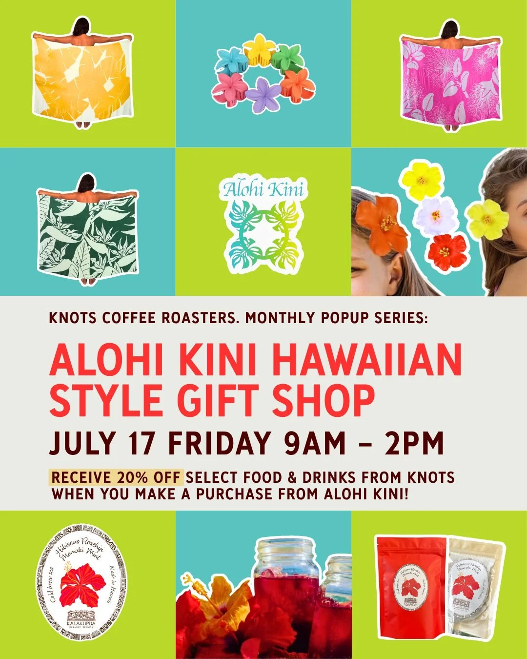 This Friday! Explore a vibrant selection of feel-good Hawaiian print clothing, accessories, and gifts, curated by local owner Chiaki from the online boutique Alohi Kini @alohikiniboutique