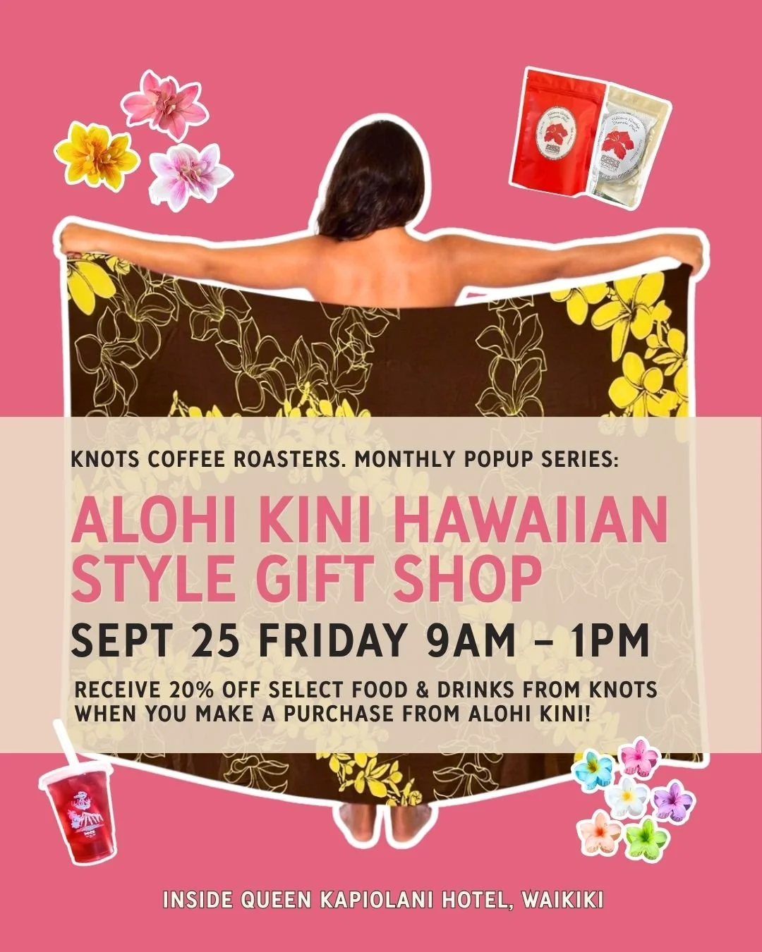 Explore a vibrant collection of feel-good Hawaiian print clothing, accessories, and gifts, thoughtfully curated by local founder Chiaki at the Alohi Kini online boutique ( @alohikiniboutique )

📅 September 25 Friday
9:00AM - 1:00PM

Monthly Pop-up S