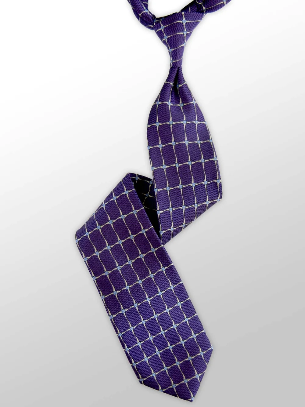Secdtie Men's Check Jacquard Silk Tie - Brown Blue Purple Woven Necktie For Business & Formal Wear