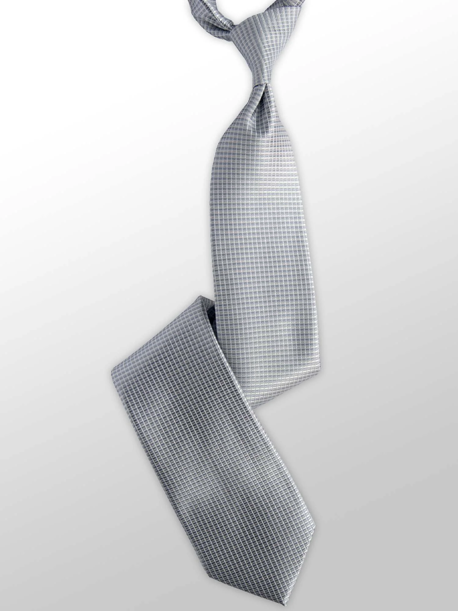 A gray and white checkered business shirt with a matching gray and white checkered tie.