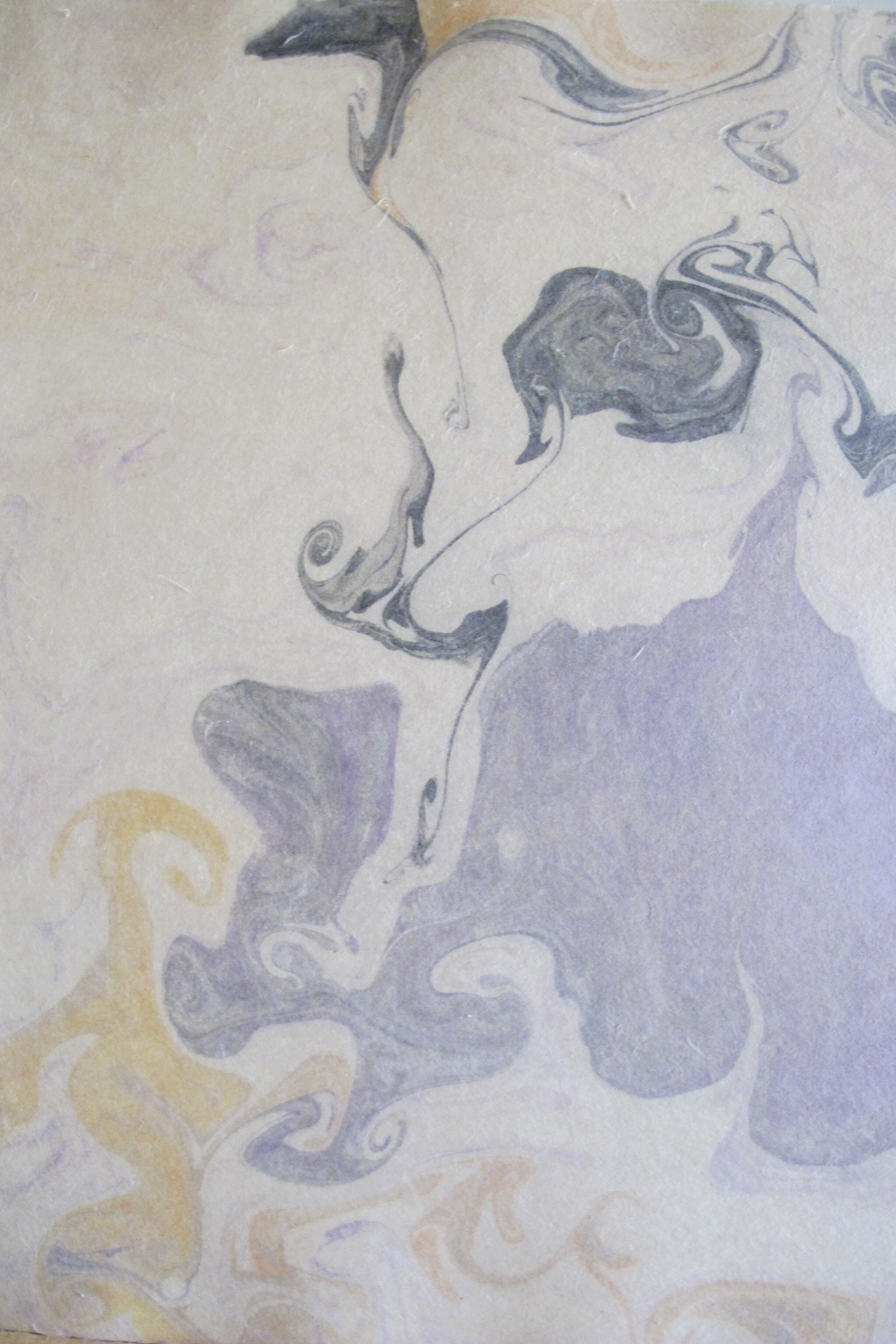 Unframed15 1/2" x 19"Suminagashi on Handmade Japanese Mulberry Paper