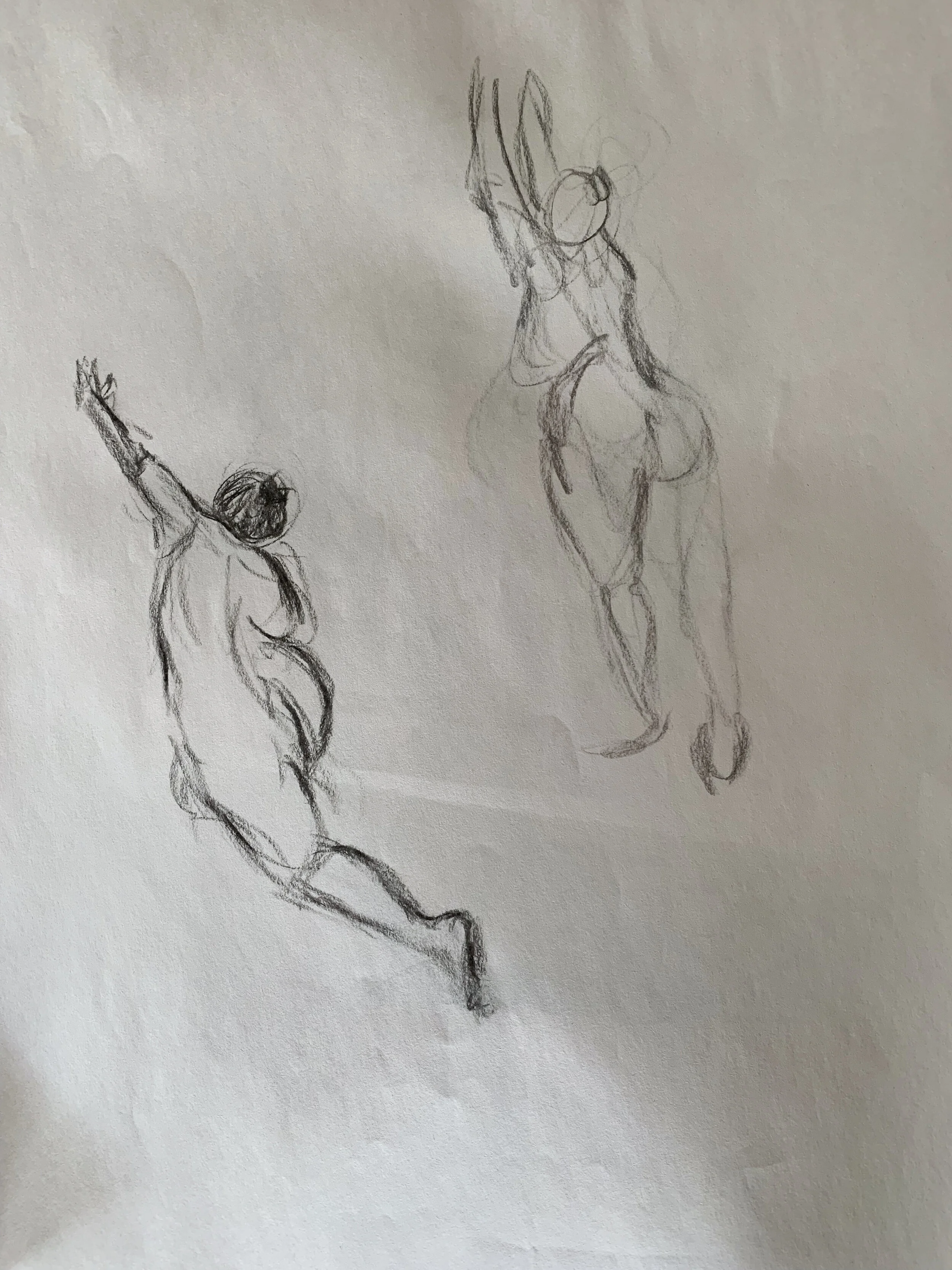   Two Ladies , 2018, 24 x 18 inches, charcoal on paper.  