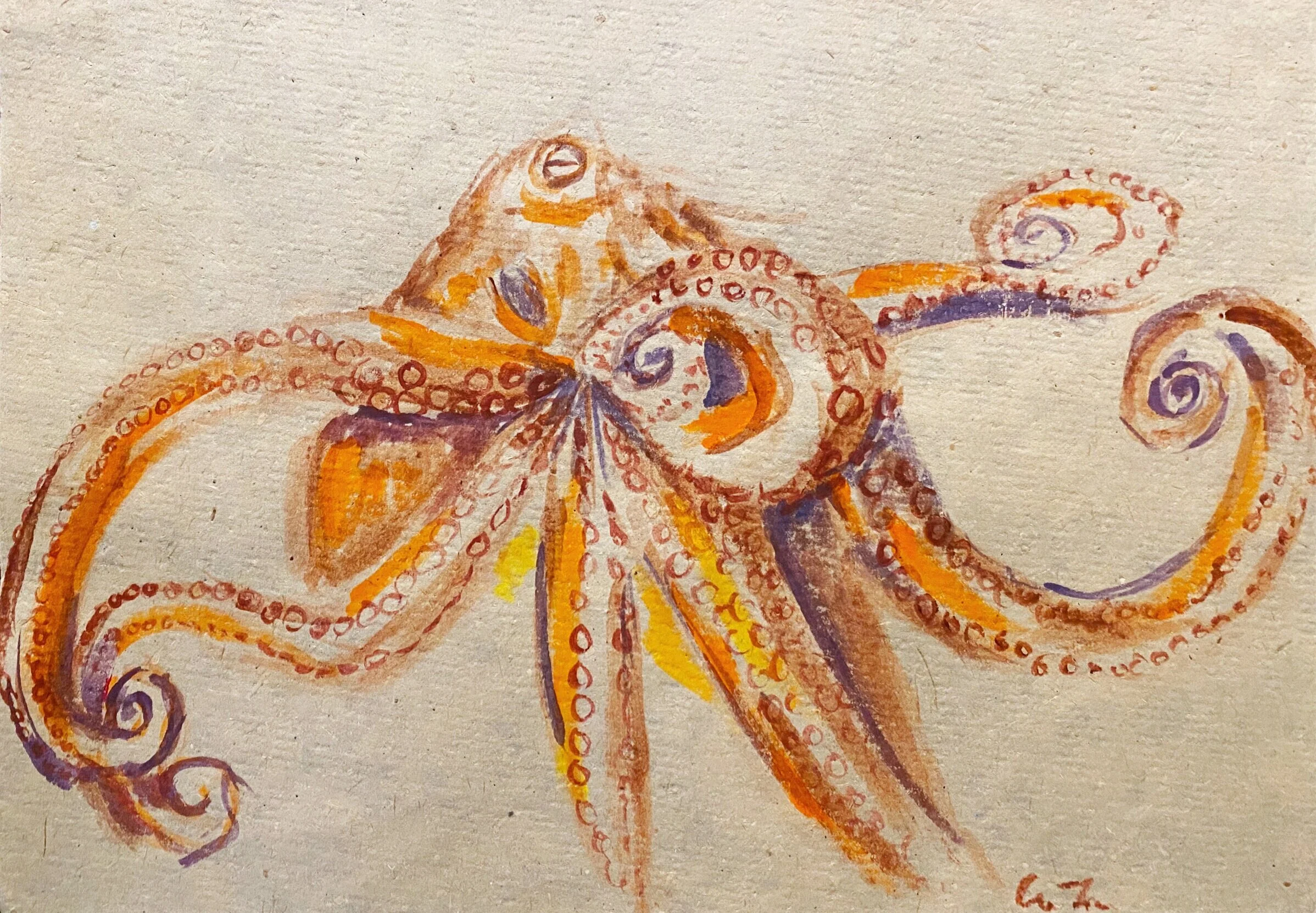   Octopus , 2020, 8.5 x 12 inches, gouache on paper. 