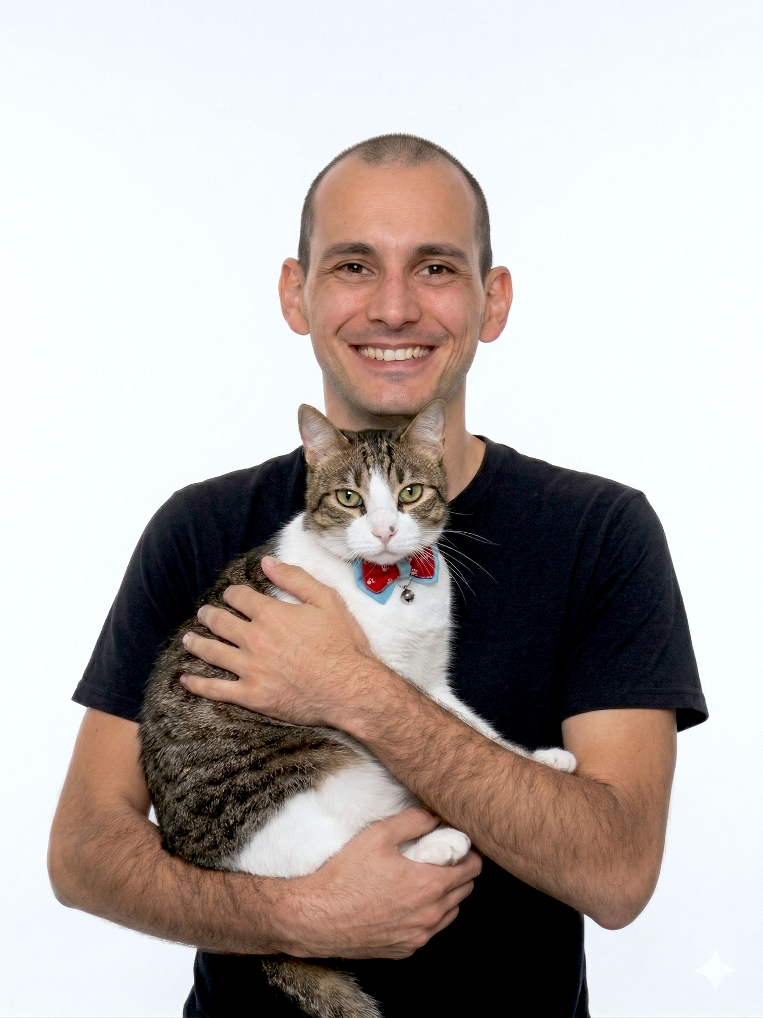 Ricardo Cubero, director de estrategia en WhatCat Studio, con su gato.