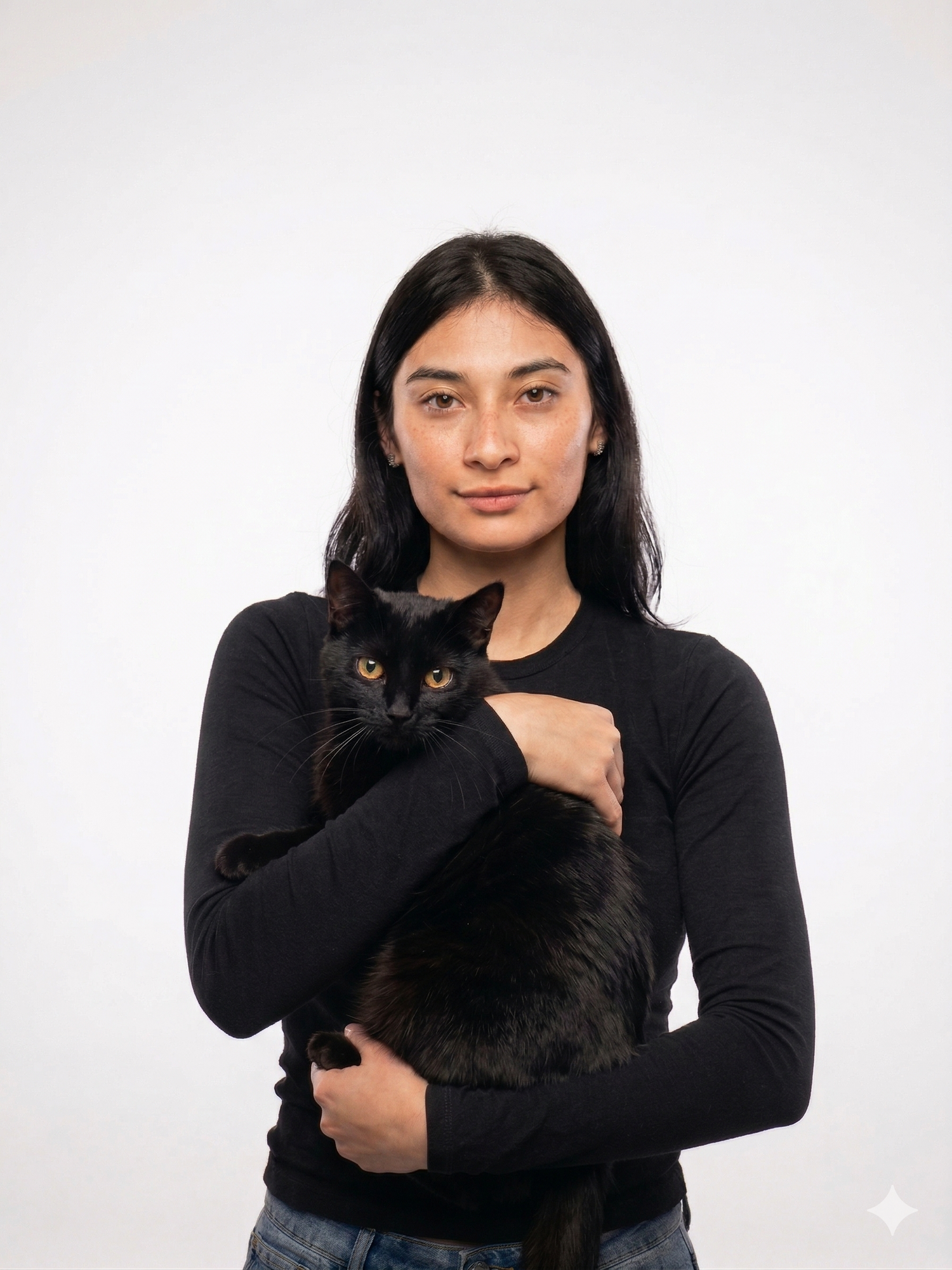 Sayleng Achío, diseñadora de WhatCat Studio, con su gata.
