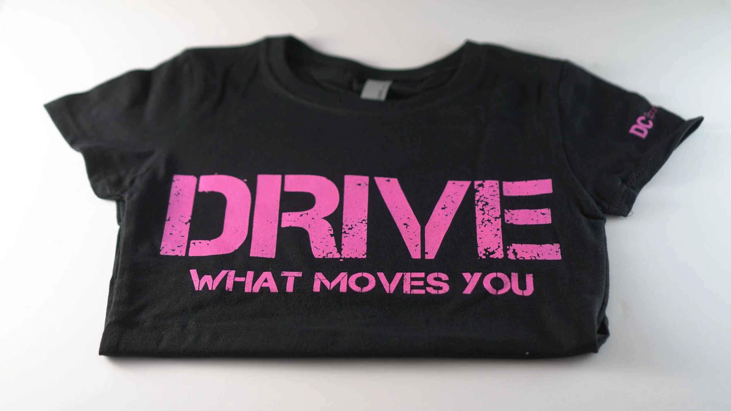 "drive what moves you" YOUTH inspirational tee shirt "PINK" logo
