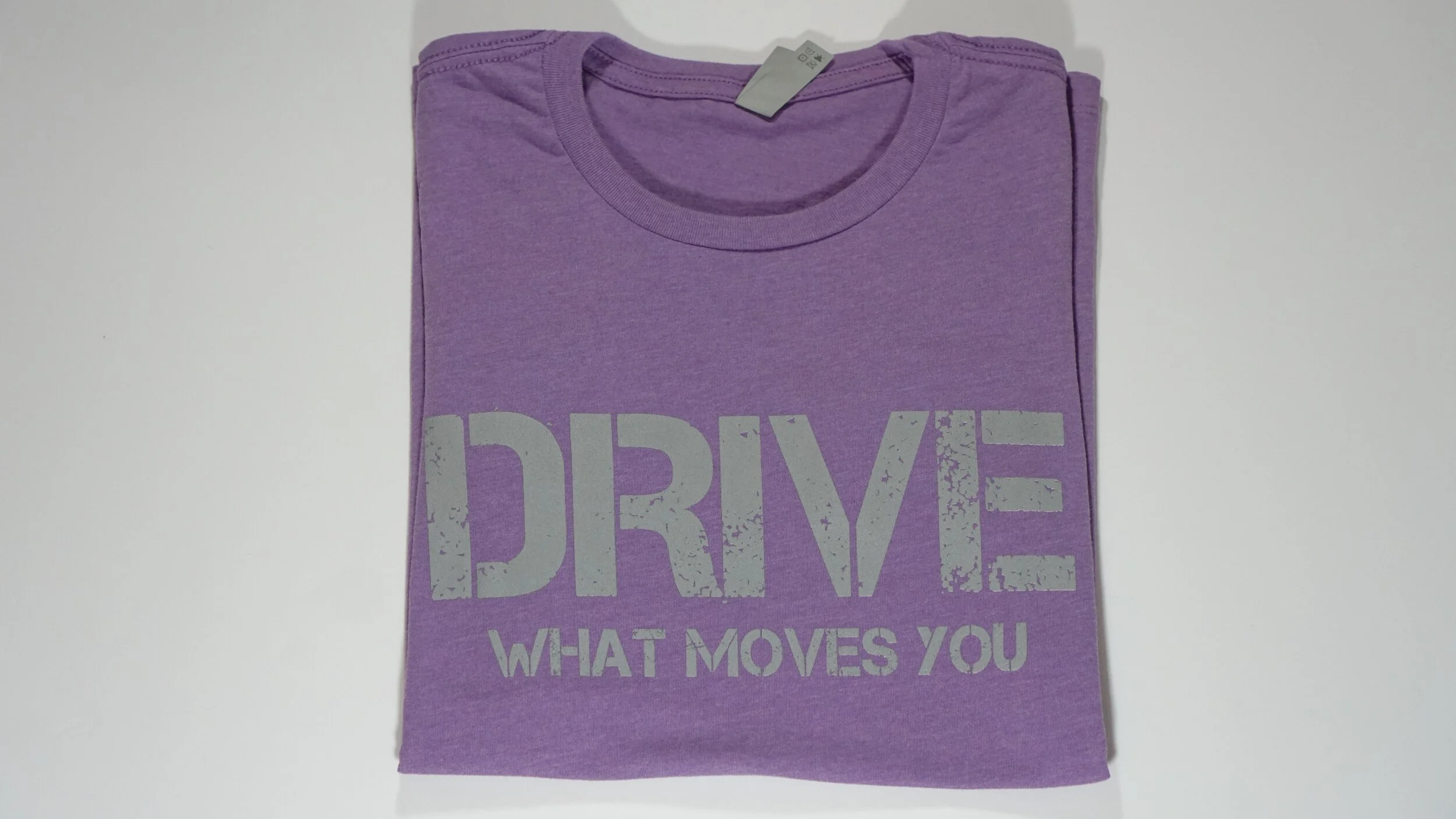 Women's Cut "drive what moves you" inspirational tee shirt "gray" logo