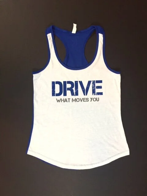 DC Sports Apparel Women's white/blue racer back tank top