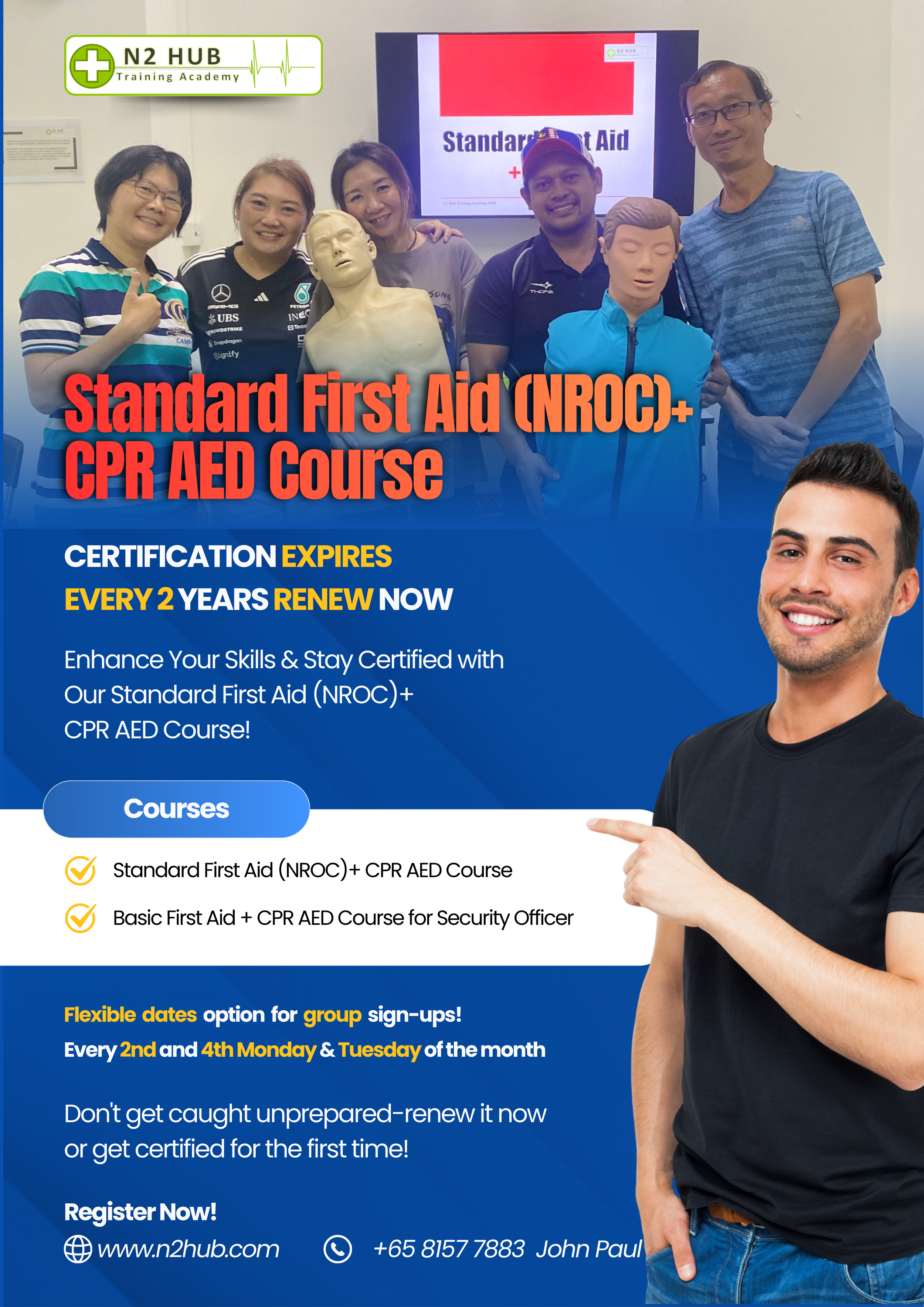 # Standard First Aid + AED Course ( NROC / First Aider )