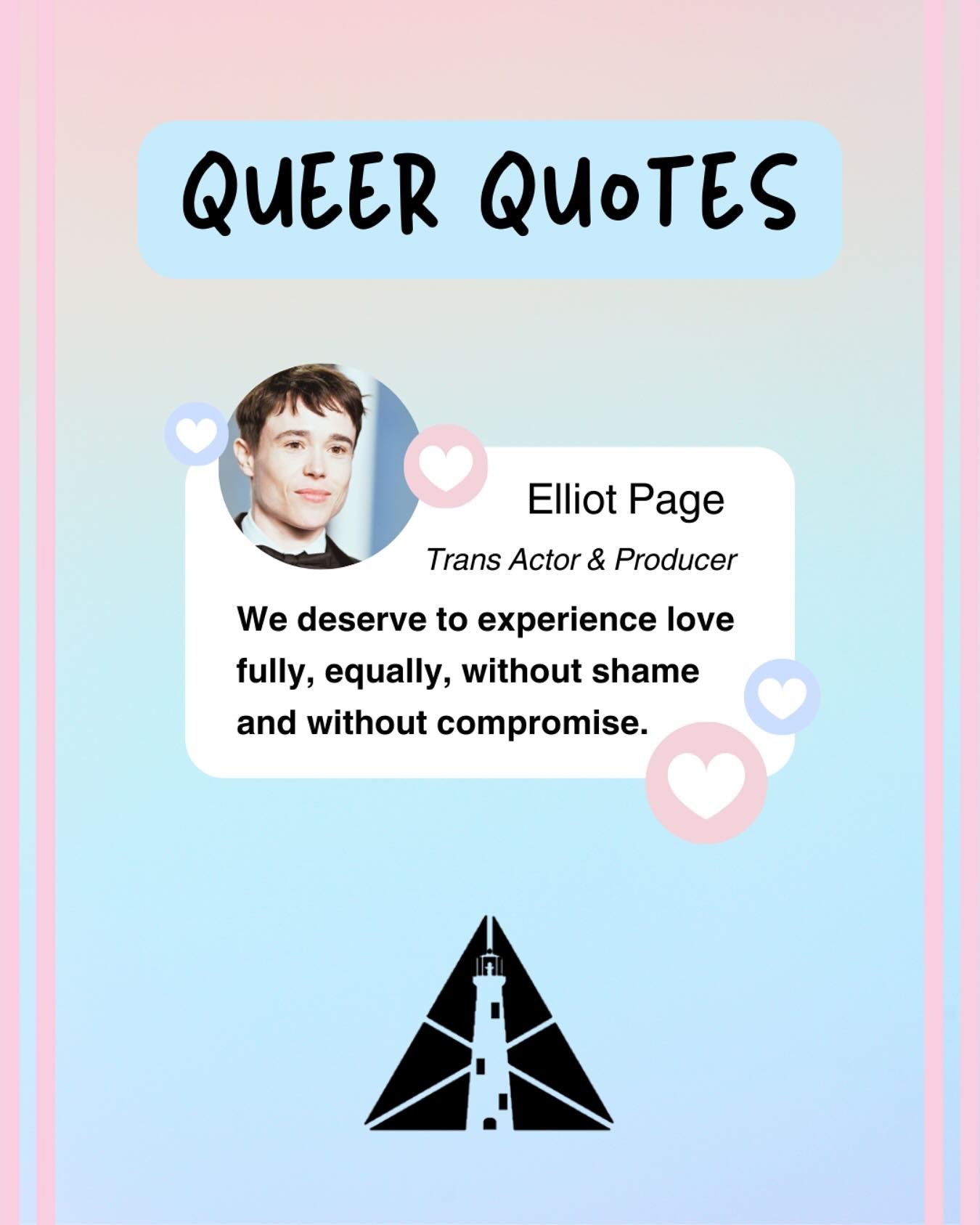 🏳️‍🌈QUEER QUOTES🏳️‍⚧️
“We deserve to experience love fully, equally, without shame and without compromise.”
-Elliot Page, trans actor & producer