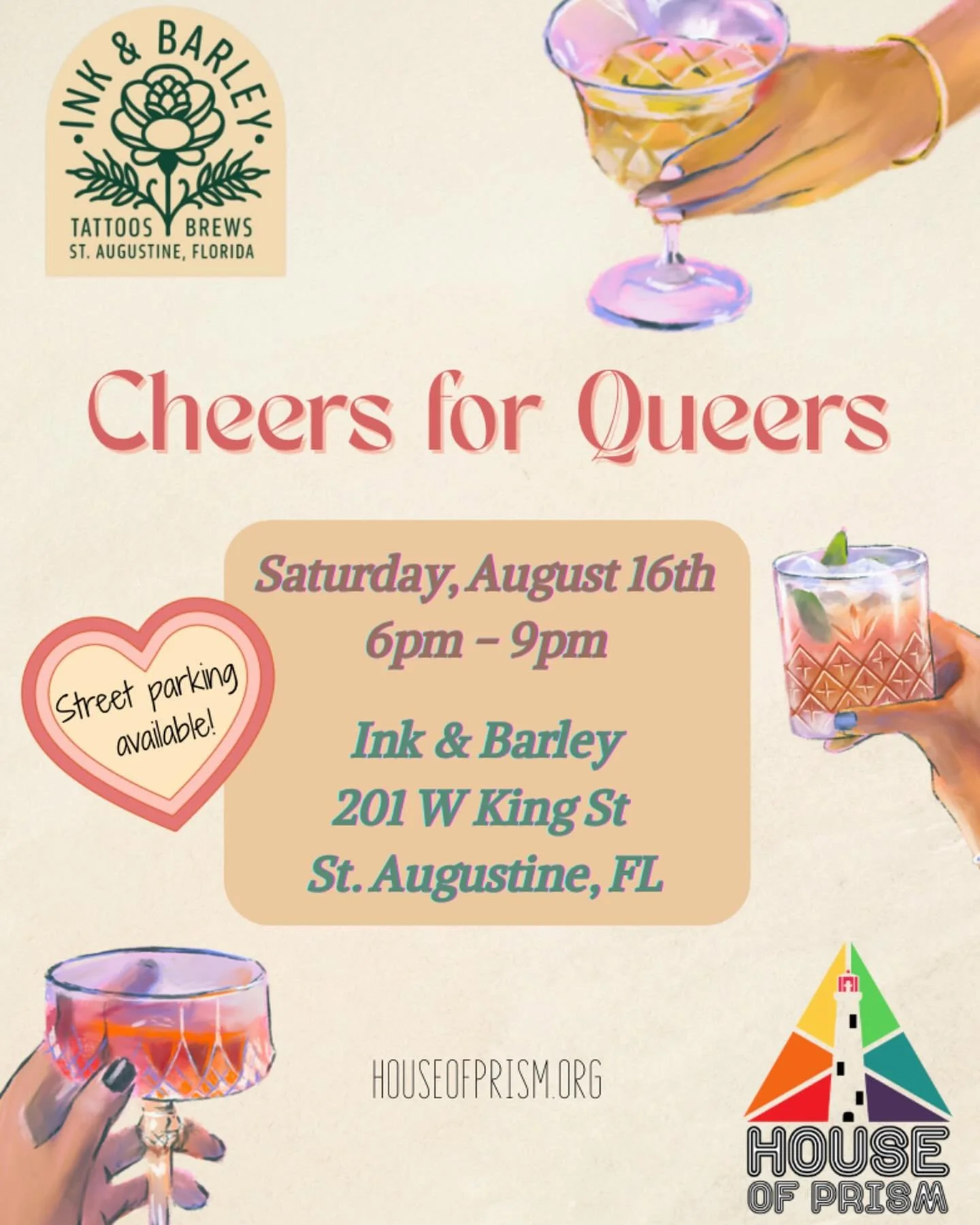 Cheers for Queers is back!!! Come have a brew, meet your community and make some new friends!!!! Saturday, August 16 @inkandbarley 201 W King Street