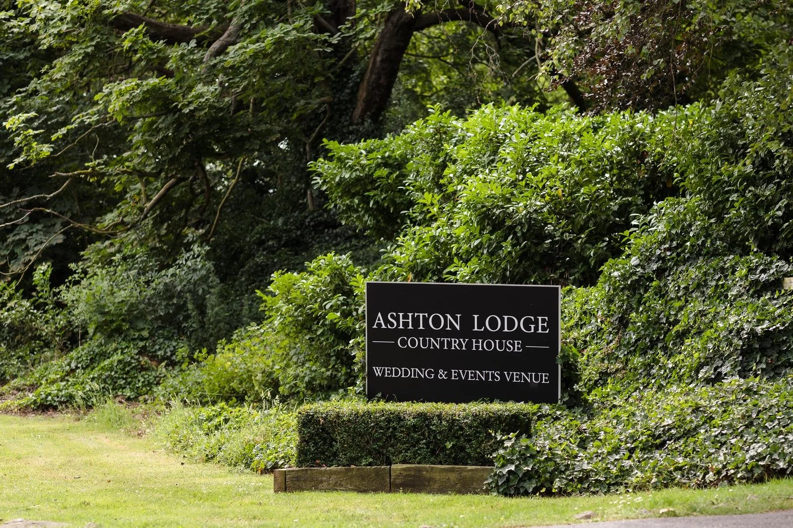 Ashton Lodge Country House entrance sign for wedding and events venue photography by Once in a Lifetime Photography
