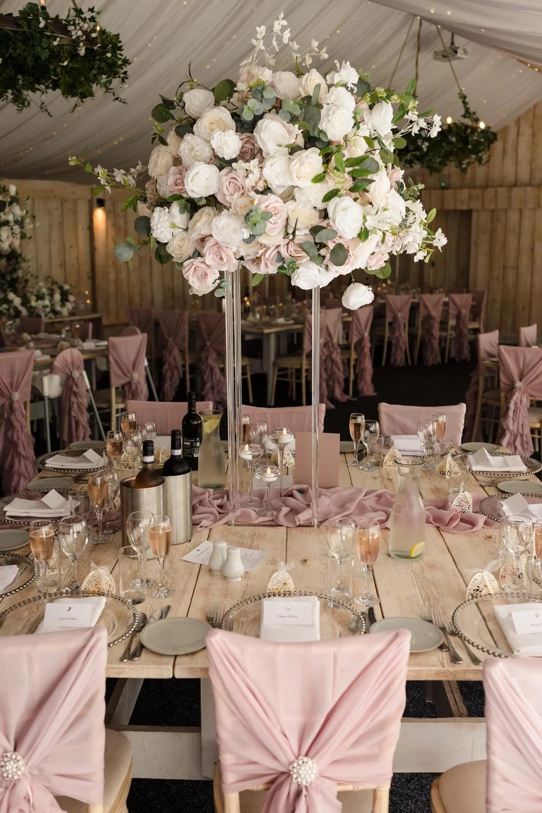 Reception table styling at Ashton Lodge Country House wedding photography by Once in a Lifetime Photography