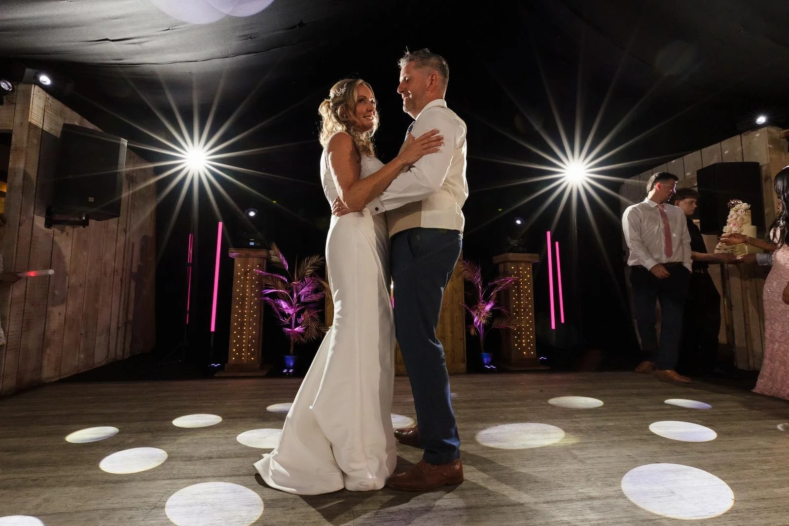 First dance lit with starburst flash effects at Ashton Lodge Country House wedding photography by Once in a Lifetime Photography