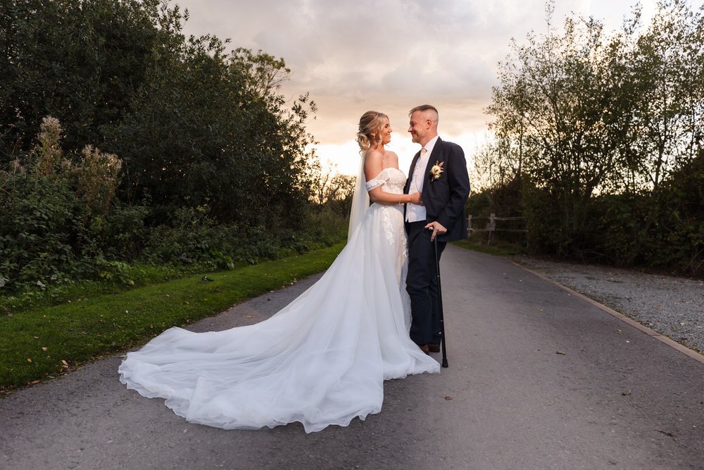 Shustoke Barn Wedding Photo at Sunset