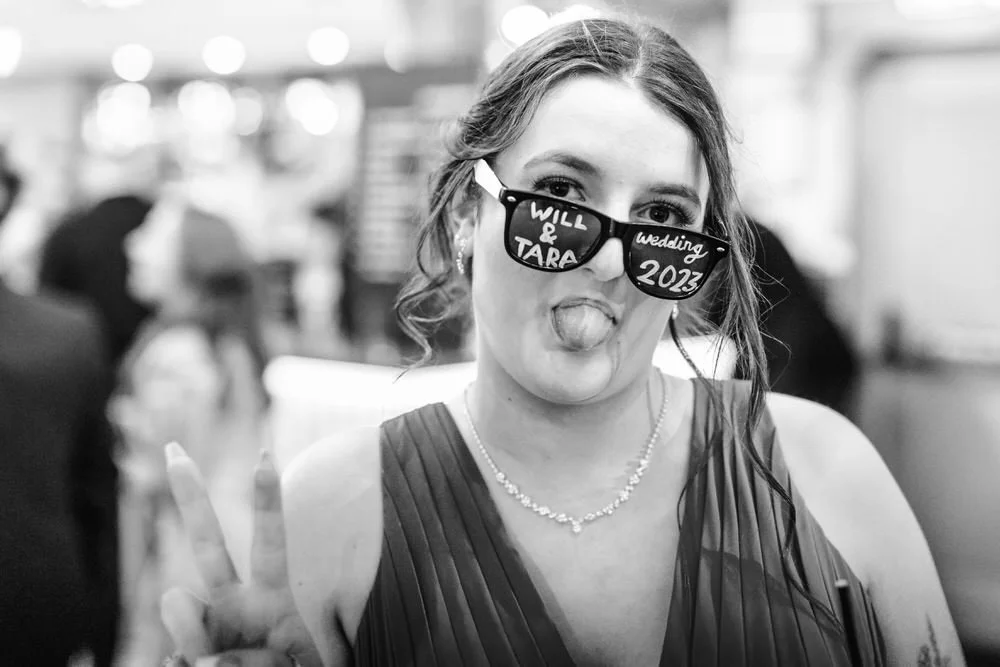 bridesmaid sticking her tongue out