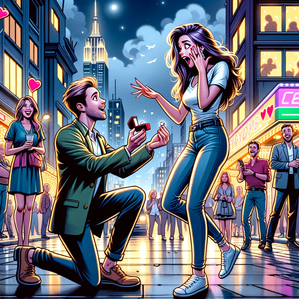 Cartoom of a marriage proposal