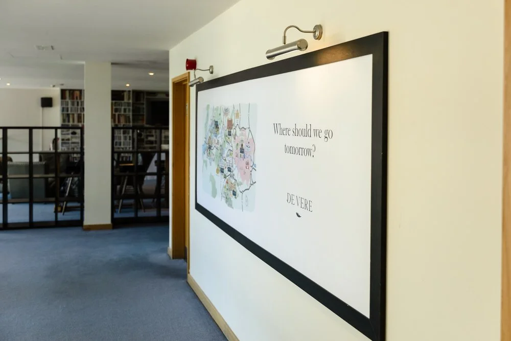 Cotswolds map display in the corridor at De Vere Cotswold Water Park Hotel